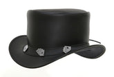 Men's Black Leather Western Cowboy hat